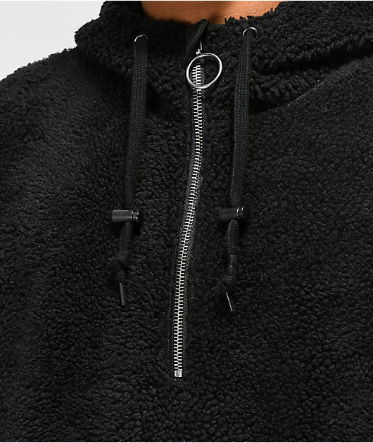 Fairplay Black Sherpa Half-Zip Hoodie