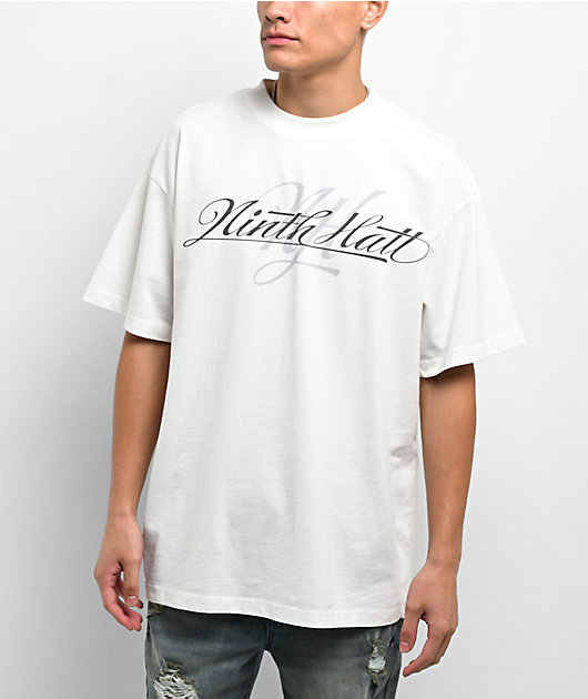 Ninth Hall Tonal Script White T-Shirt