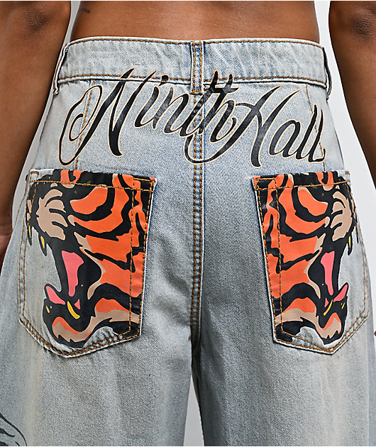 Ninth Hall Trina Growl Wide Leg Blue Wash Jeans | Zumiez