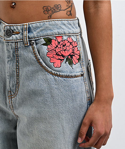 Ninth Hall Trina Growl Wide Leg Blue Wash Jeans | Zumiez