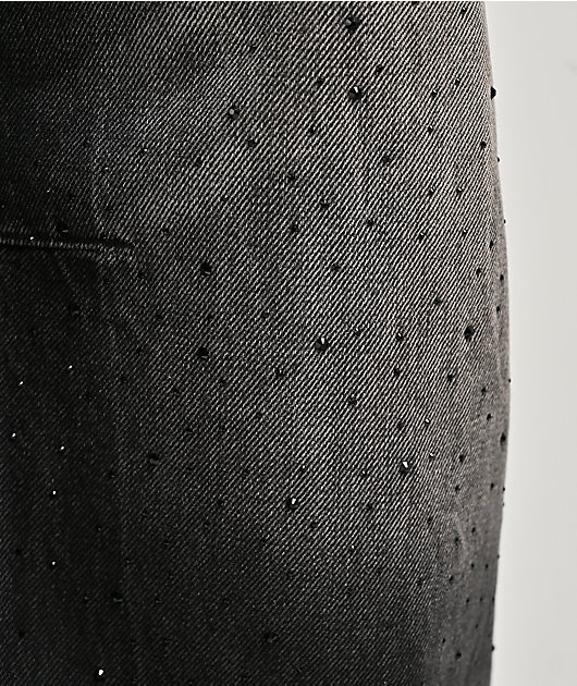 Ninth Hall Trina Rhinestone Black Wash Wide Leg Jeans