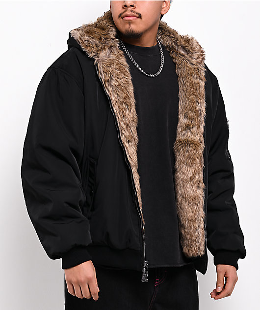 Ninth Hall Trip Black & Faux Fur Reversible Jacket | Zumiez