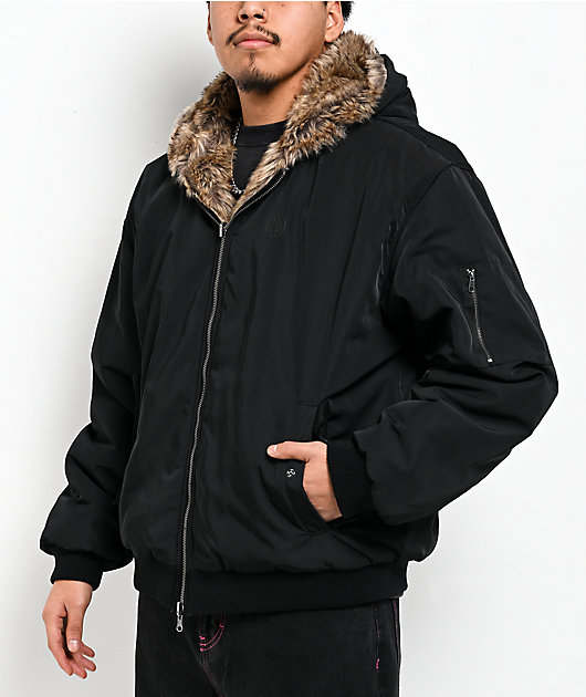 Ninth Hall Trip Black & Faux Fur Reversible Jacket | Zumiez