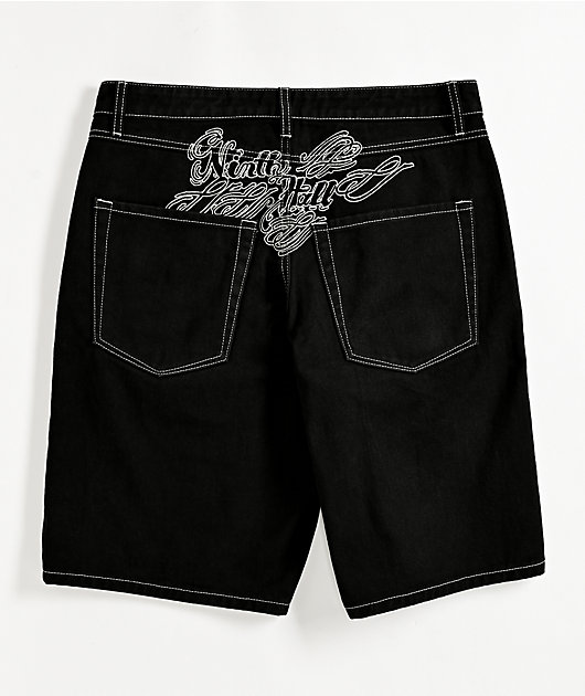 Black jeans shorts fashion mens