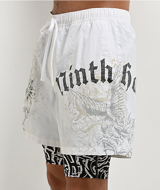 Ninth Hall Y2K Revival White Board Shorts