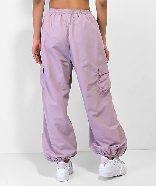 Wide-leg Cargo Pants - Dark purple/plaid - Kids