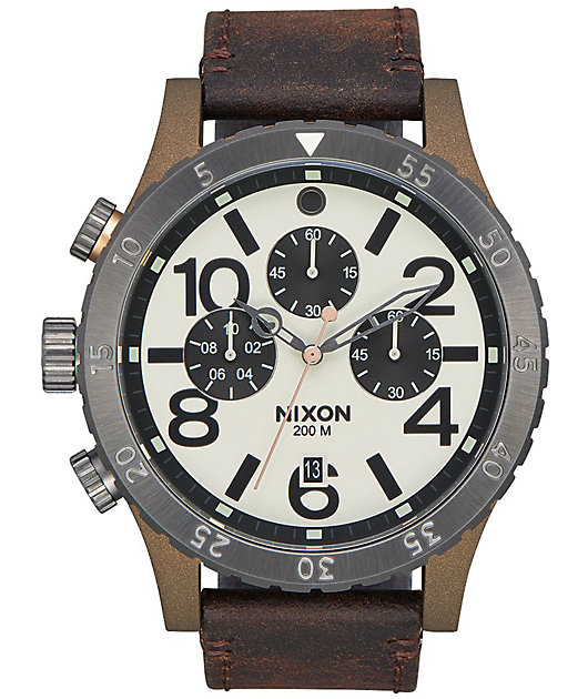 Nixon 48 20 Leather Bronze Metal Chronograph Watch Zumiez - 48 20 Chrono Leather Nixon 48 20 Leather Bronze Metal Chronograph Watch Zumiez - 48 20 Chrono Leather