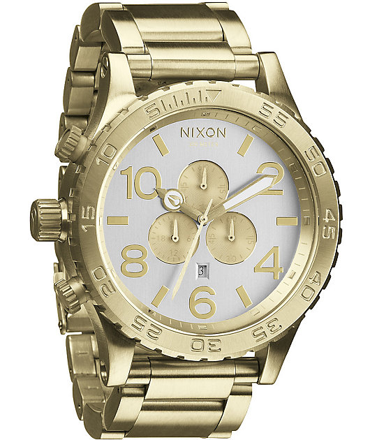 Nixon 51-30 Champagne Gold & Silver Chronograph Watch