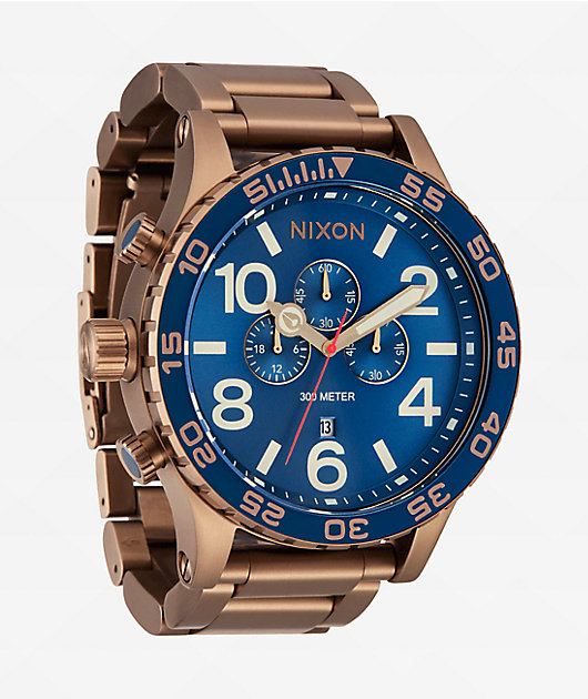 Nixon 51-30 Chrono Desert Gold & Arles Blue Analog Watch | Zumiez