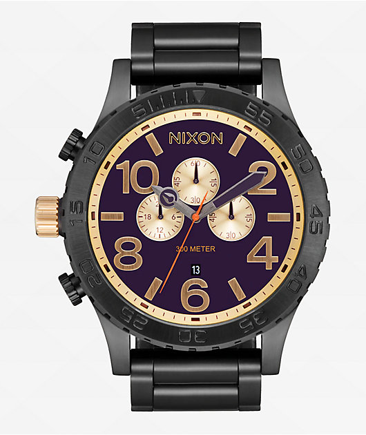 Nixon 51-30 Chrono Gunmetal & Blackberry Analog Watch | Zumiez
