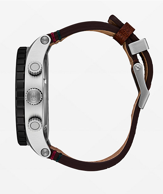 Nixon 51-30 Chrono Leather Silver, Rosewood & Chocolate Analog Watch