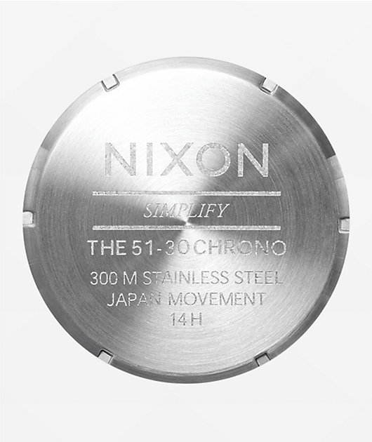 Nixon 51-30 Chrono Leather Silver, Rosewood & Chocolate Analog Watch
