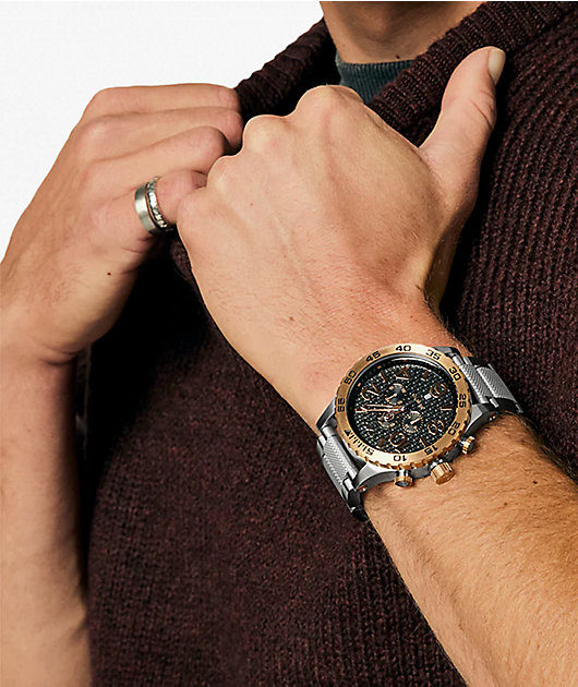 Nixon 51-30 Chrono Silver, Rose Gold & Black Analog Watch