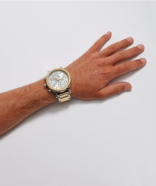 Nixon 51-30 Silver & Gold Chronograph Watch | Zumiez display picture 1