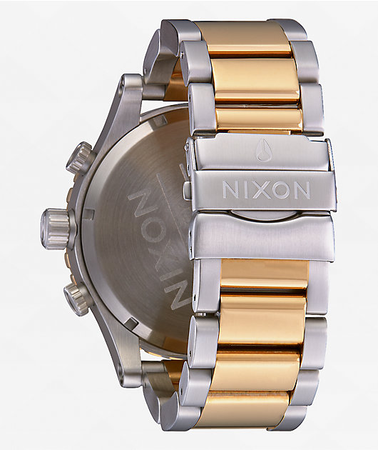 Nixon 51-30 Silver & Gold Chronograph Watch | Zumiez