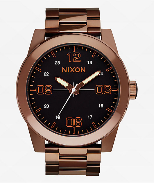 Nixon Corporal Chocolate Dark Roast Analog Watch Zumiez