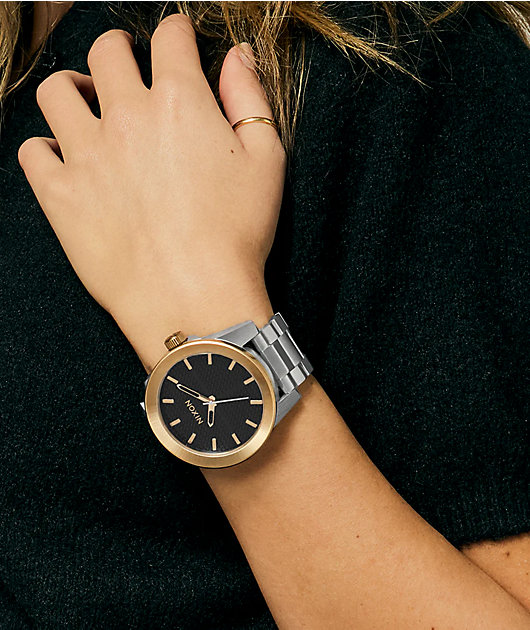 Nixon Corporal Silver, Rose Gold & Black Analog Watch
