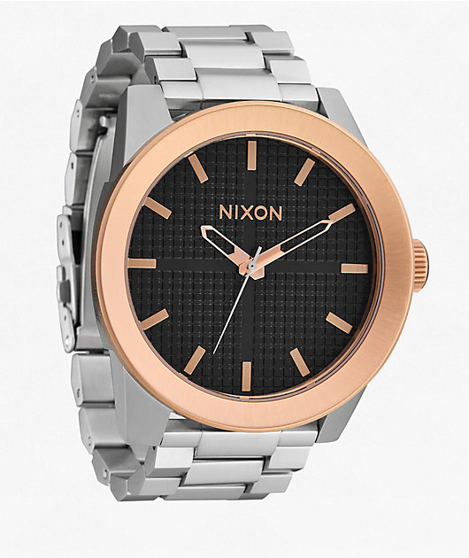 Nixon Corporal Silver, Rose Gold & Black Analog Watch