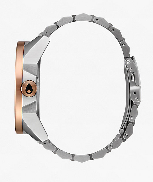 Nixon Corporal Silver, Rose Gold & Black Analog Watch