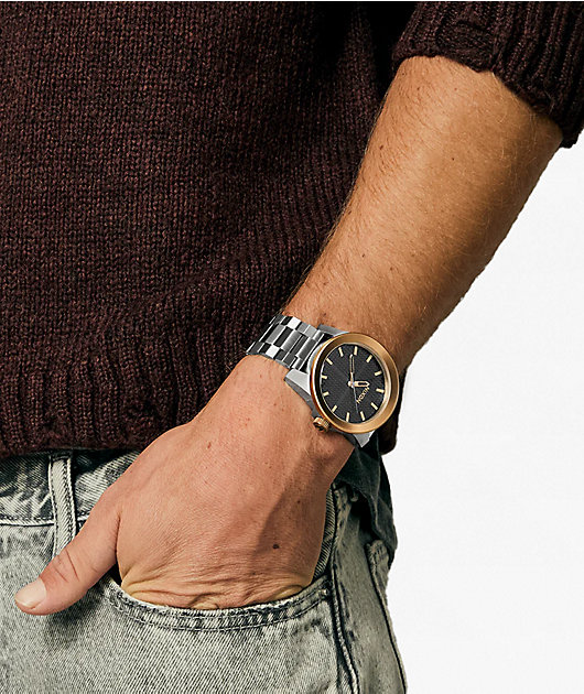Nixon Corporal Silver, Rose Gold & Black Analog Watch