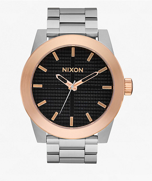 Nixon Corporal Silver, Rose Gold & Black Analog Watch
