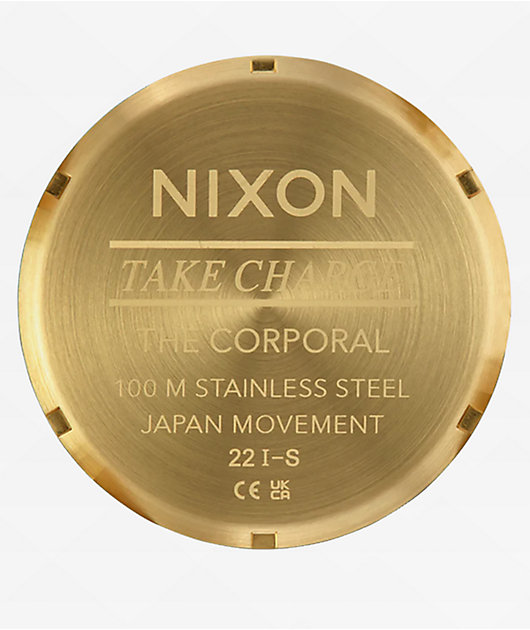 Nixon Corporal Stainless Steel Gold & Turquoise Analog Watch
