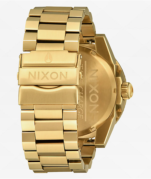 Nixon Corporal Stainless Steel Gold & Turquoise Analog Watch