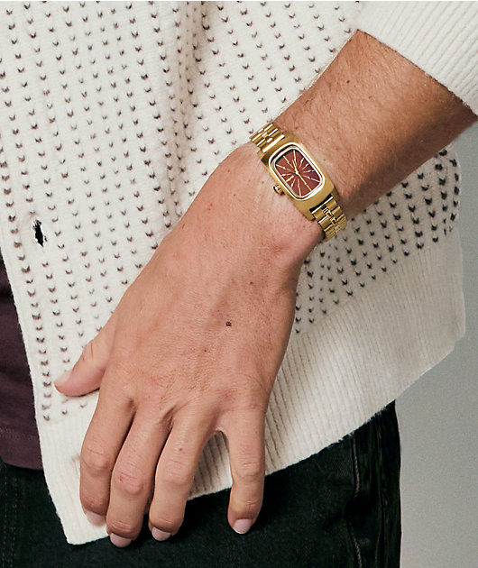 Nixon Frankie Mid Century, Gold & Cognac Analog Watch | Zumiez
