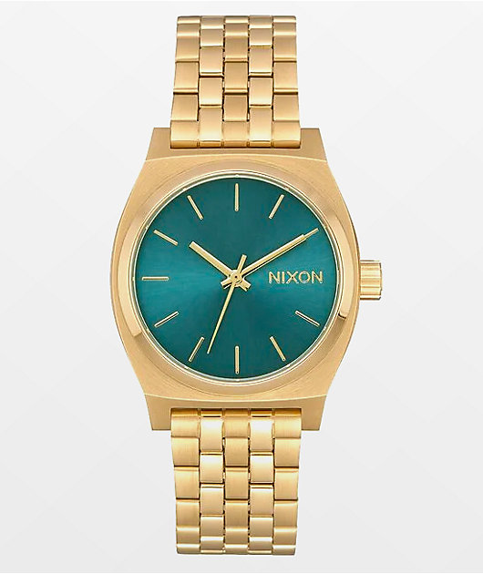 Nixon Medium Time Teller Reloj analógico dorado turquesa