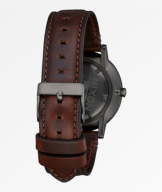 nixon porter leather gunmetal