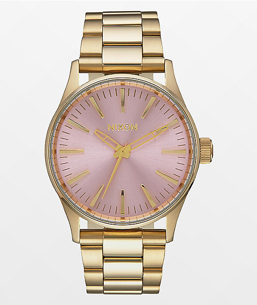 Nixon Sentry 38 SS Light Gold & Pink Watch | Zumiez