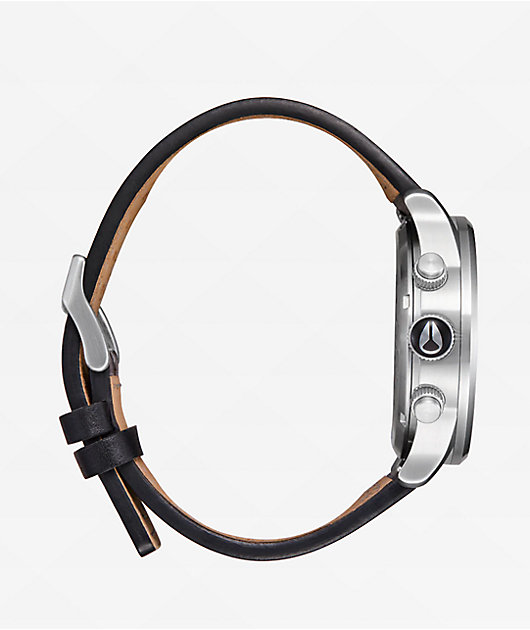 Nixon Sentry Chrono Leather Chrome, Cloud Sunray, Black Analog