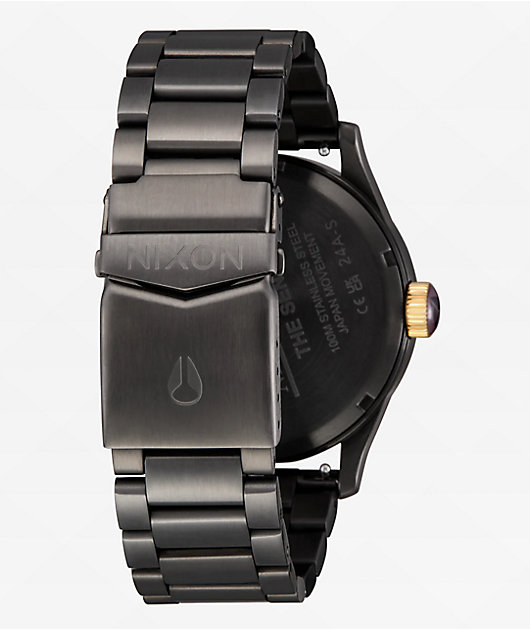 Nixon Sentry Gunmetal & Blackberry Analog Watch | Zumiez