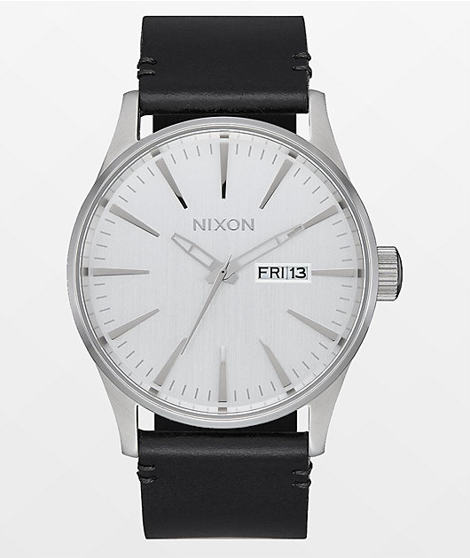 Nixon black sale leather watch