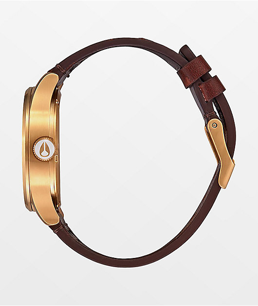 Nixon Sentry Leather Gold, Indigo & Brown Analog Watch