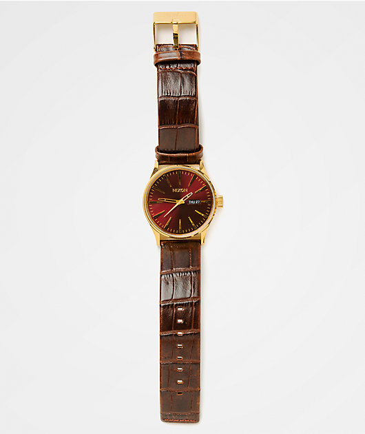 Nixon Sentry Leather reloj analógico marrón
