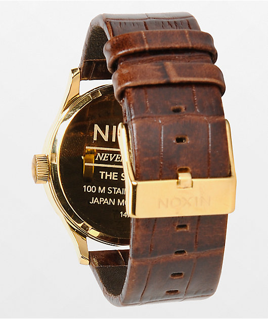 Nixon Sentry Leather reloj analógico marrón