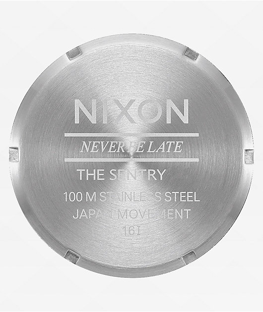 Nixon Sentry Nylon Silver, Light Brown & Forest Analog Watch
