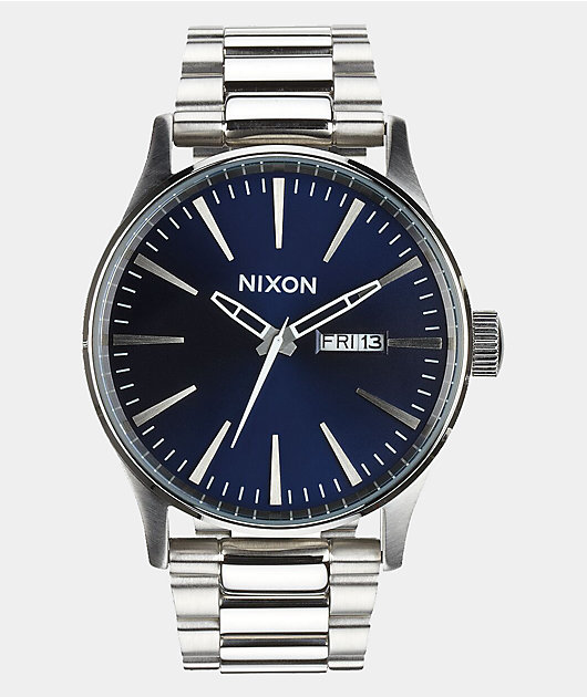 Nixon Sentry SS reloj analógico en colores plata y azul