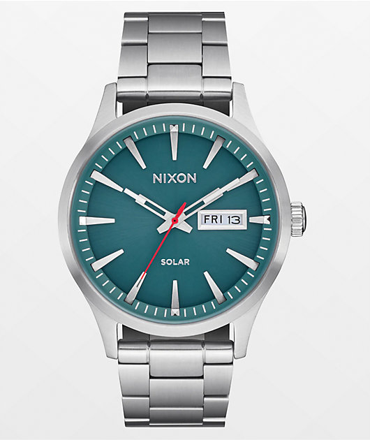 Nixon Sentry Solar Silver & Jasper Analog Watch