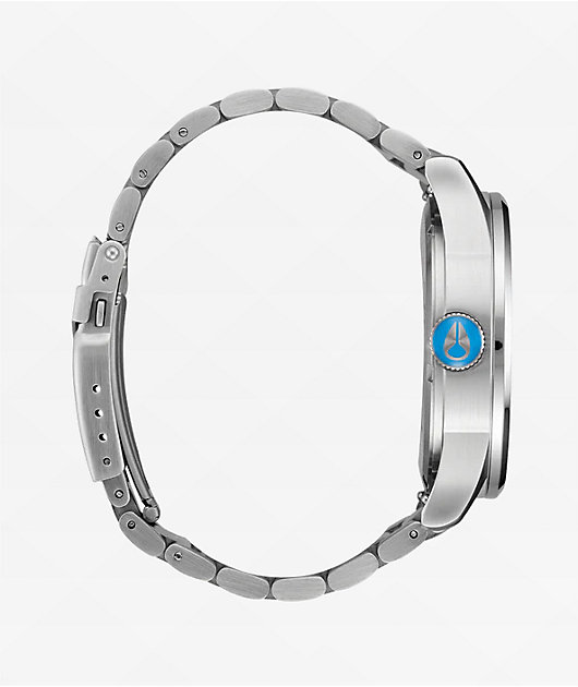 Nixon Sentry Stainless Steel Silver & Byron Blue Ombre Analog