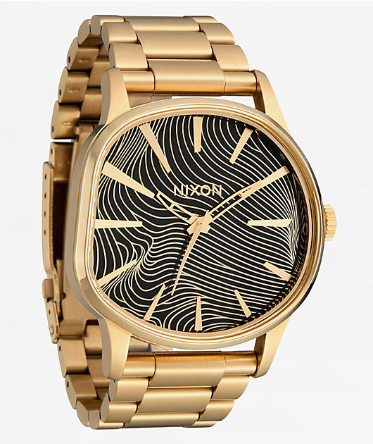 Nixon Sentry Wobble Dim Gold & Black Analog Watch