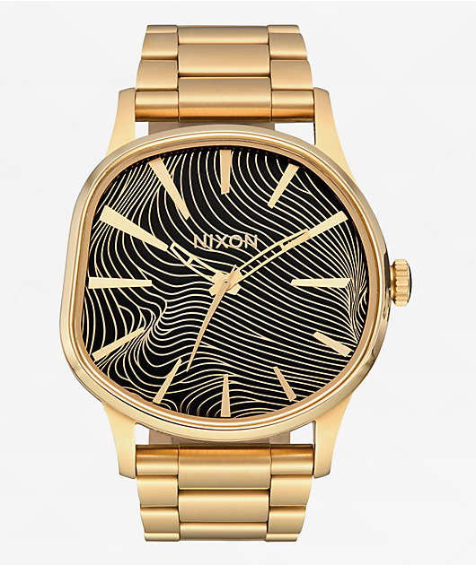Nixon Sentry Wobble Dim Gold & Black Analog Watch | Zumiez