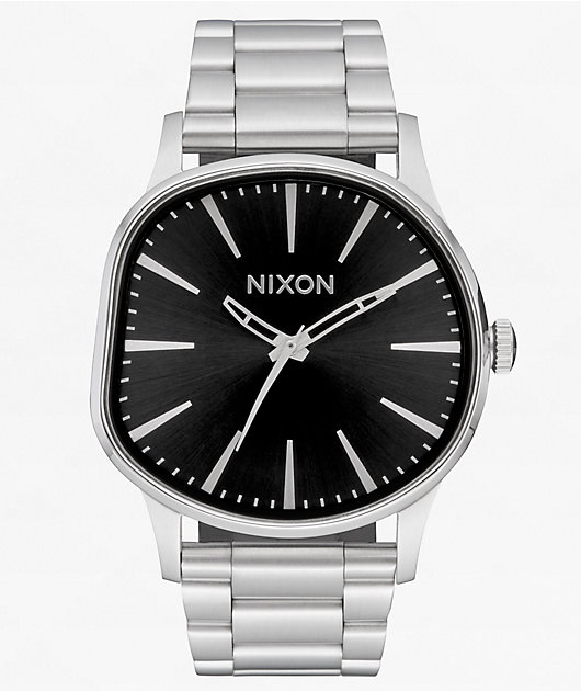Nixon Sentry Wobble Silver & Black Sunray Analog Watch
