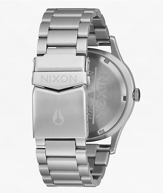Nixon Sentry Wobble Silver & Black Sunray Analog Watch