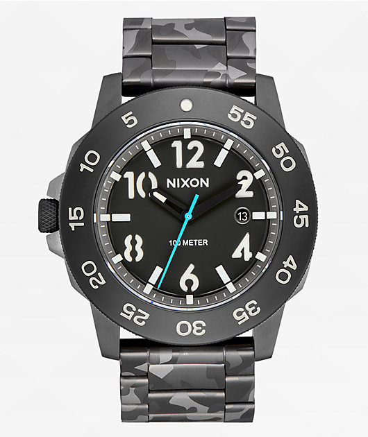Nixon Smyth 44 Camo & Green Analog Watch