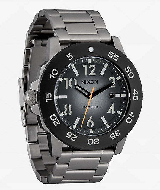 Nixon Smyth 44 Silver & Tunnel Black Ombre Analog Watch