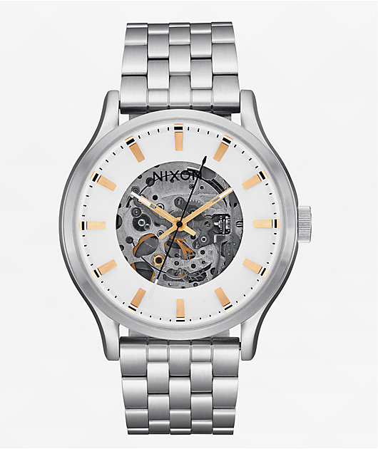 Nixon Spectra White & Silver Automatic Watch