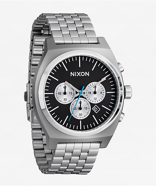 Nixon Time Teller Chrono Chrome Black Analog Watch Zumiez