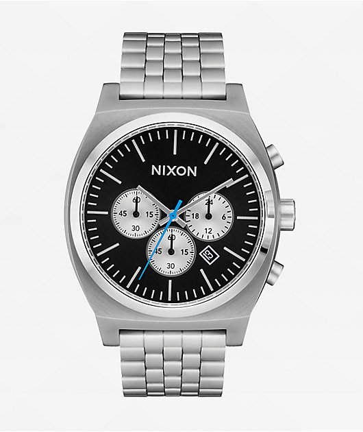 Nixon Time Teller Chrono Chrome & Black Analog Watch | Zumiez
